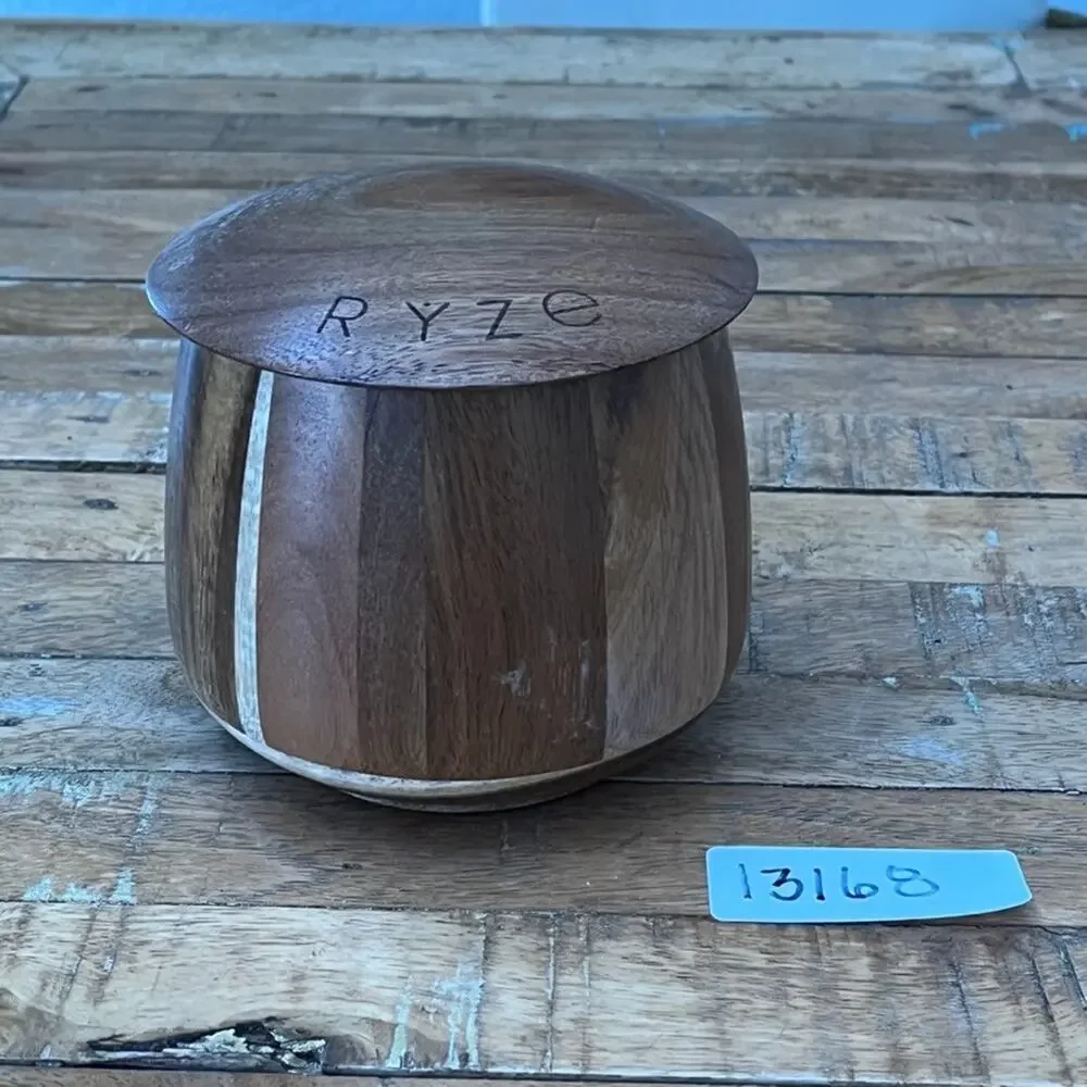 Ryze Acacia Wood Storage Container Round Matching Wooden Lid